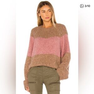 Joie Pink and Brown Colorblock Sweater